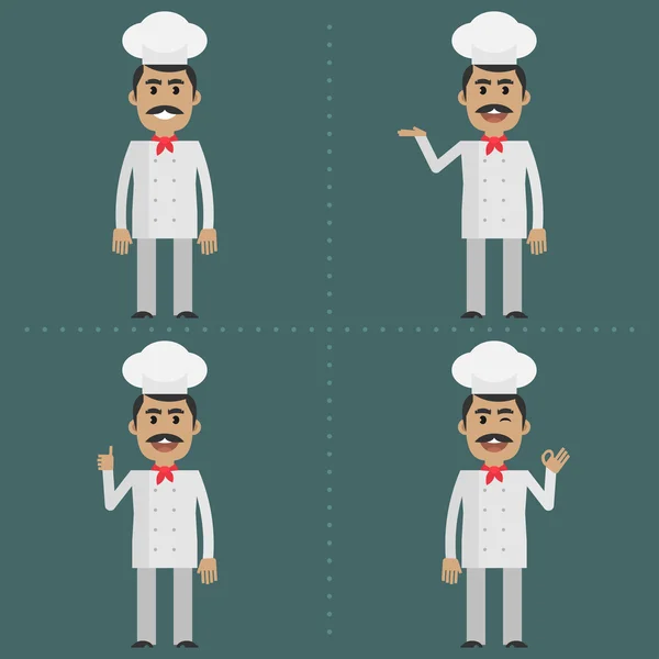 Cocinero adulto muestra gestos — Vector de stock