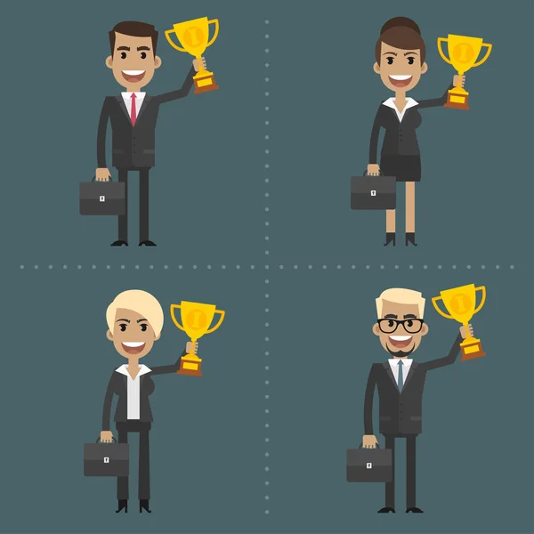 Podnikatelka a podnikatel drží pohár — Stockový vektor