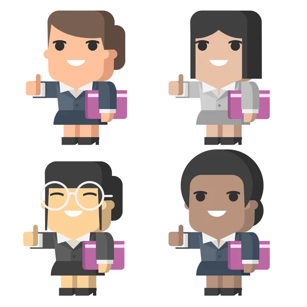 Businesswoman smiling and showing thumbs up — Stock Vector