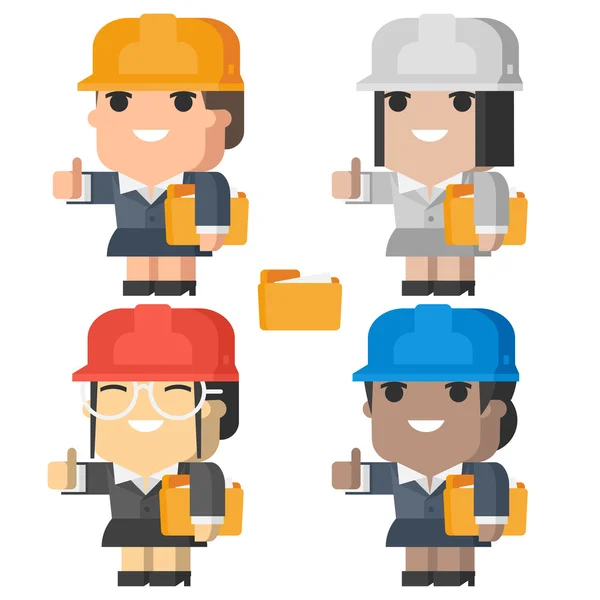 Engineer woman smiling and showing thumbs up — Stock Vector