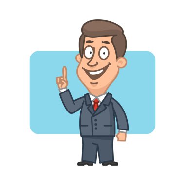 Başparmak gösterilmesini ve gülümseyen iş adamı