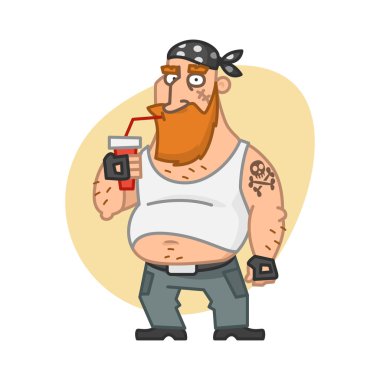 Motorcu adam içki içecek