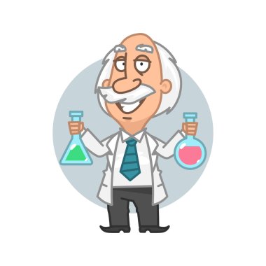 Kimyasal elementler ile tüplerin tutan Profesör