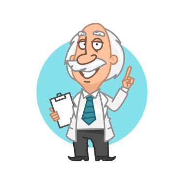 Başparmak gösterilmesini ve gülümseyen Profesör