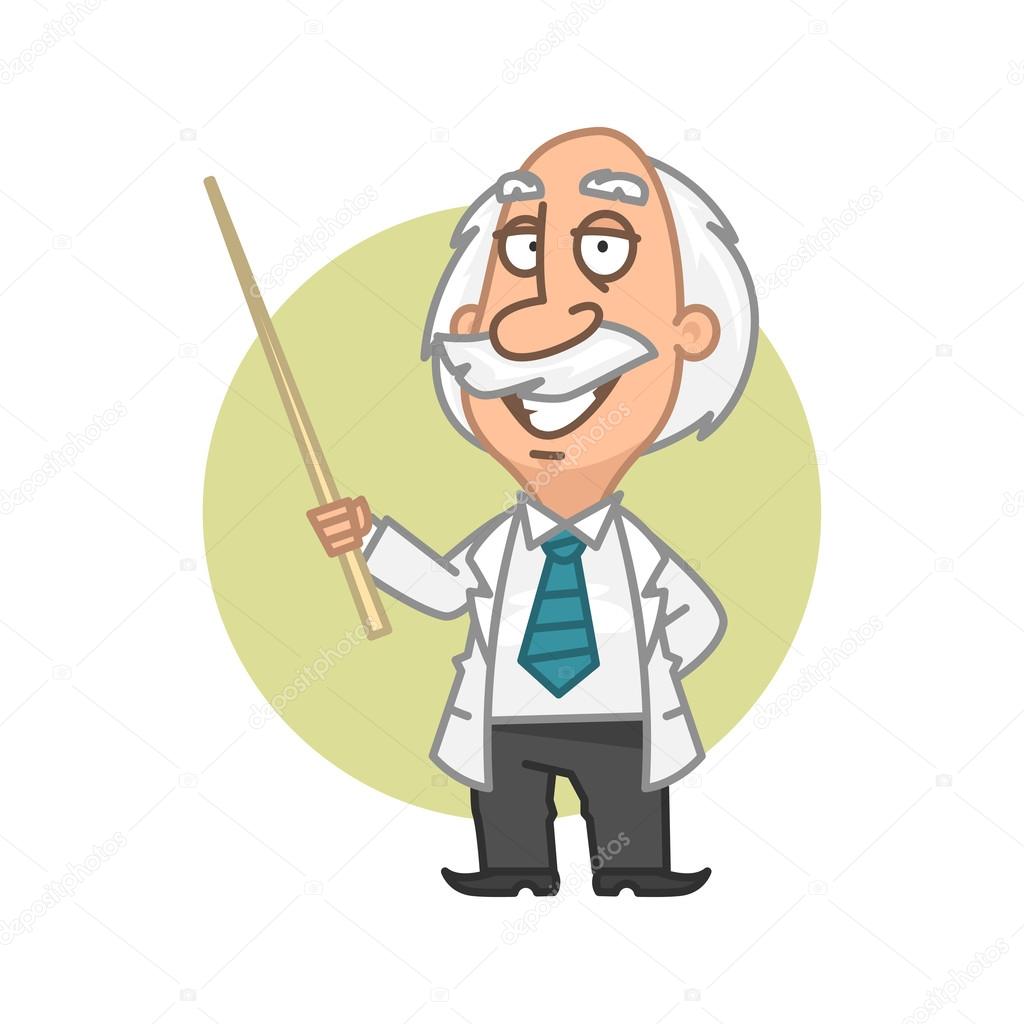 Professor holding in hand pointer