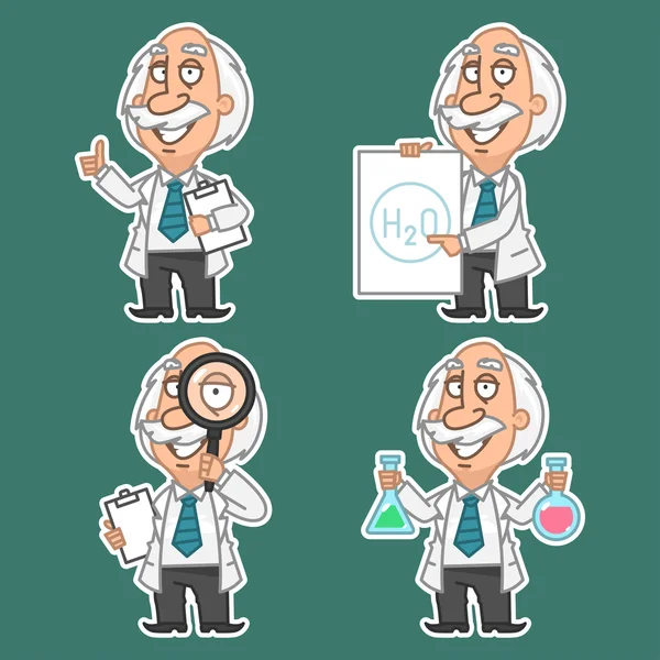 Professor in various poses set stickers 2 — Stock Vector