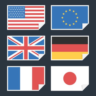 Kavisli kenarı ile ülkelerin bayrakları