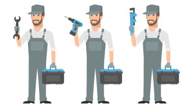 Araçlar anahtarı tornavida tutan tamirci