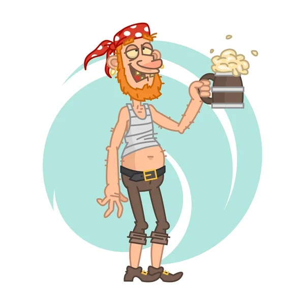 Sarhoş korsan kupa bira holding