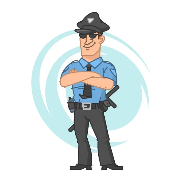 Police crossed hands and smiling — Stock Vector
