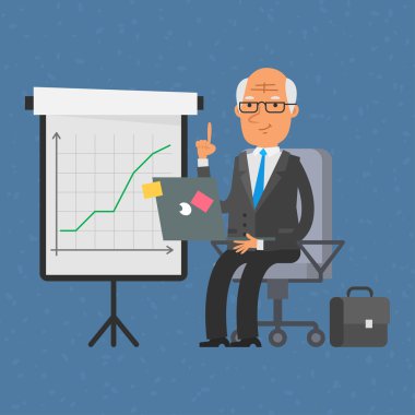 Eski işadamı oturma ve tutar defter