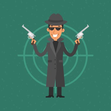 Gangster holding silah ve gülümseyen