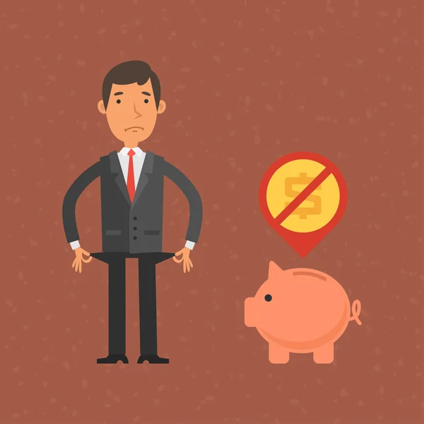 Businessman has no money — Stock Vector