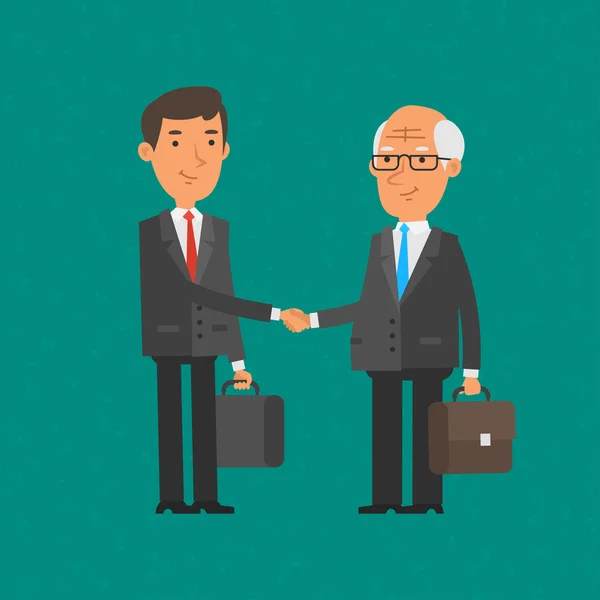 Genç ve yaşlı işadamı el sallamak