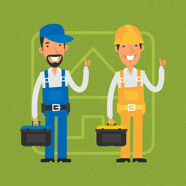 Constructor y reparador muestran pulgares hacia arriba — Vector de stock