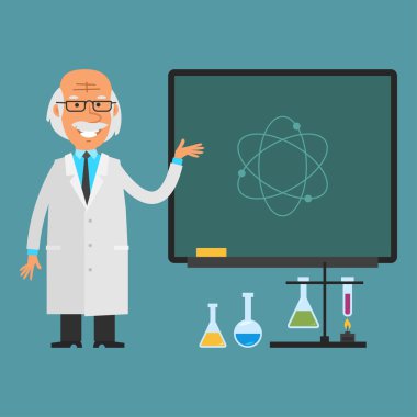 Eski bilim adamı noktalarını kara tahta için