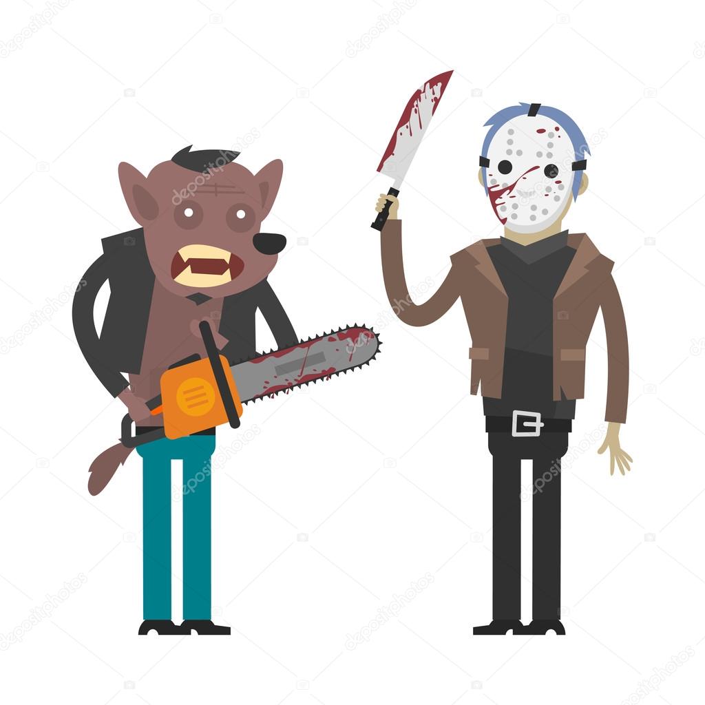 Characters werewolf and maniac killer