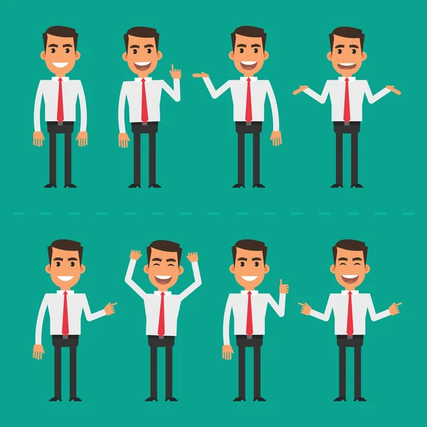 Empresario en varias poses — Vector de stock