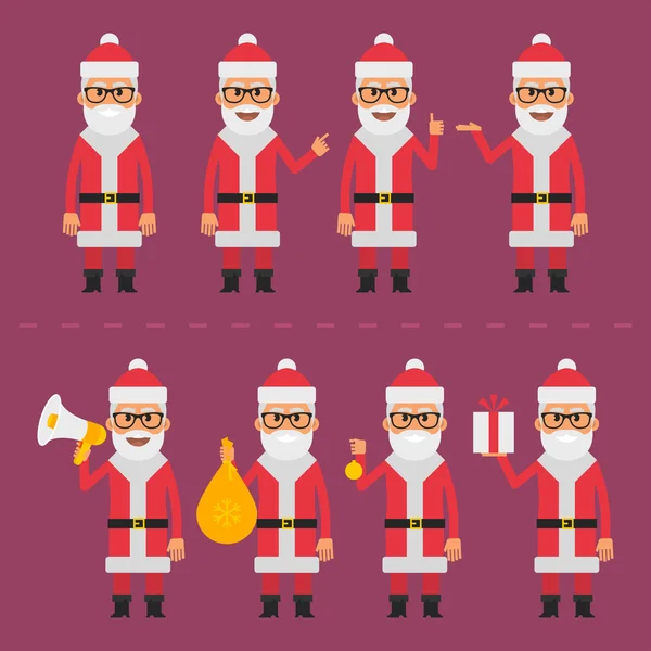 Santa Claus in various poses — Stock Vector