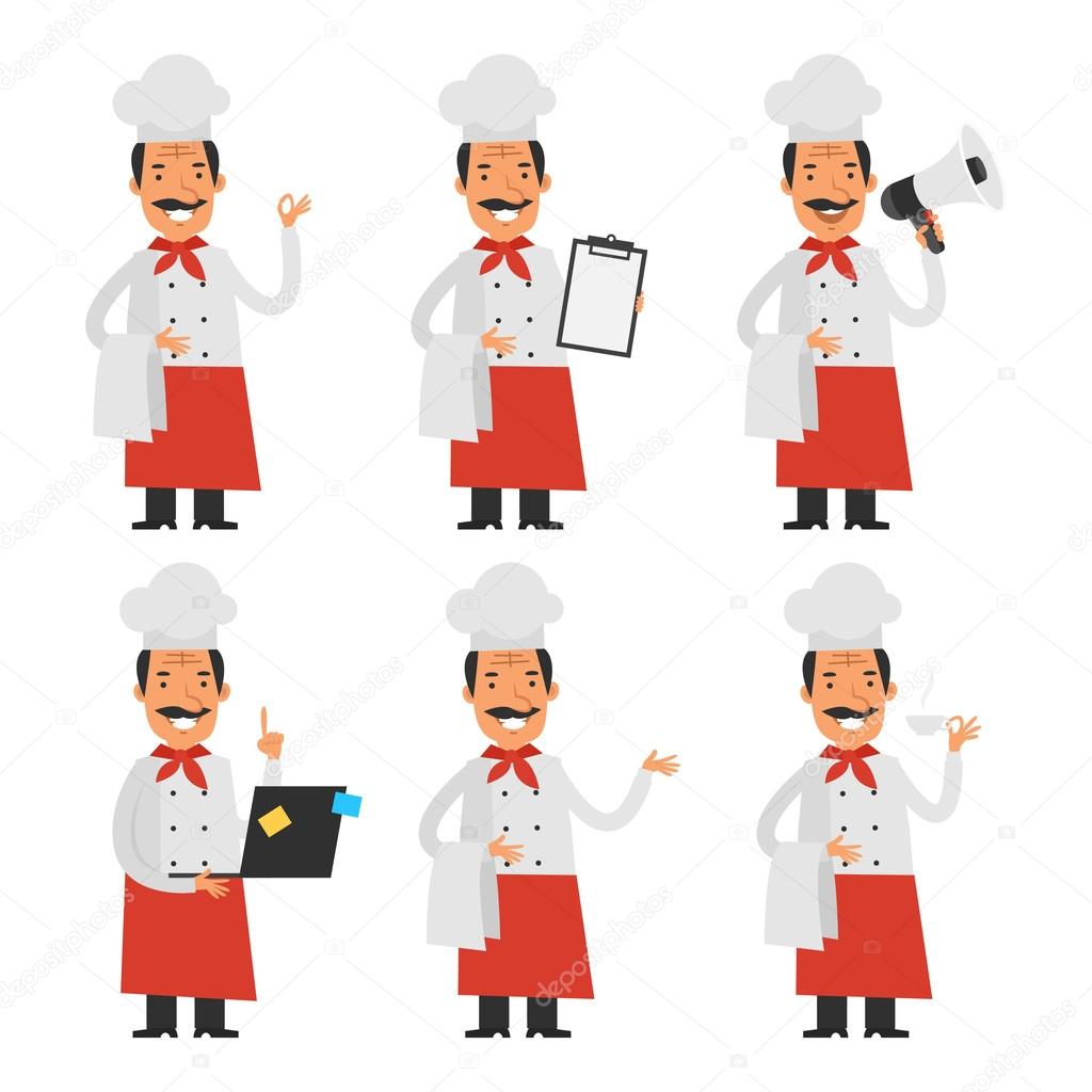 Cheerful chef in different poses part 2