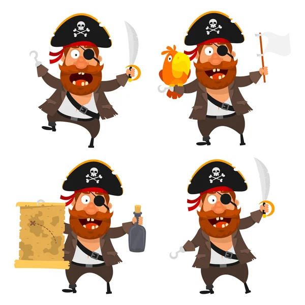 Set pirate character and parrot — Stock Vector