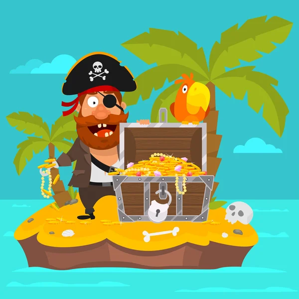 Pirate on island part 1 — Stock Vector