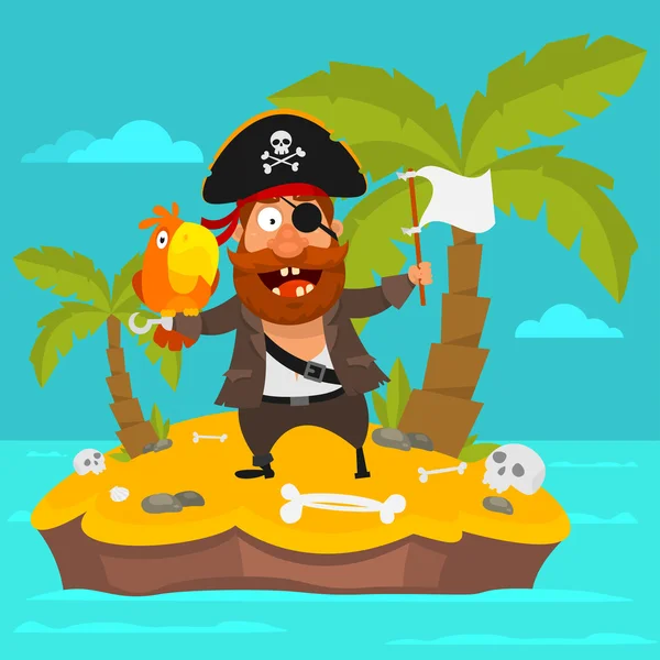 Pirate on island part 3 — Stock Vector