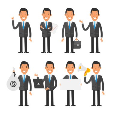 Mavi kravat farklı pozlar da işadamı