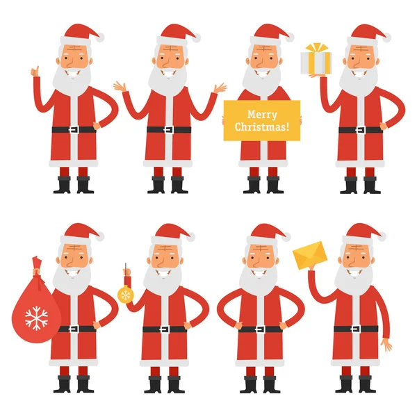 Santa Claus in various poses part 1 — Stock Vector