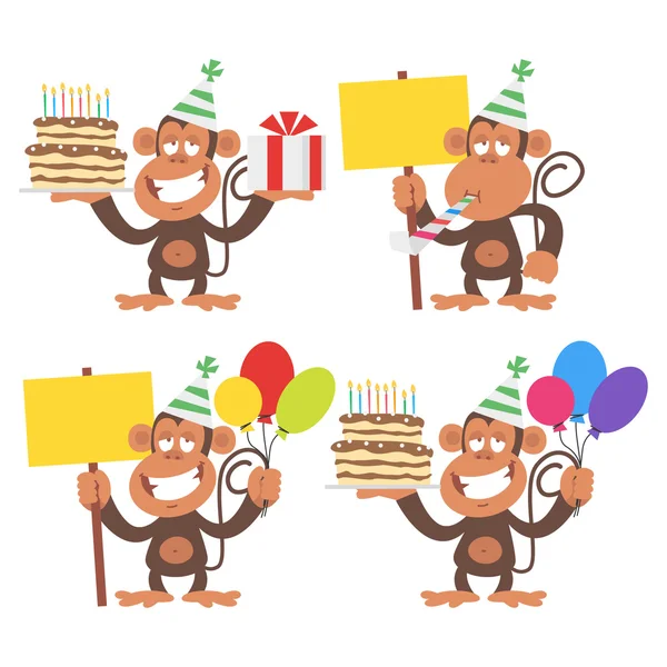 Opice a narozeniny — Stockový vektor