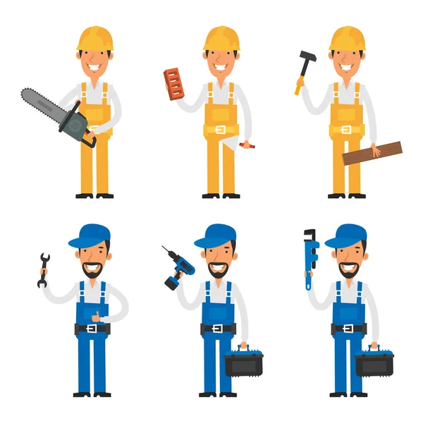 Set character builder and repairman — Stock Vector