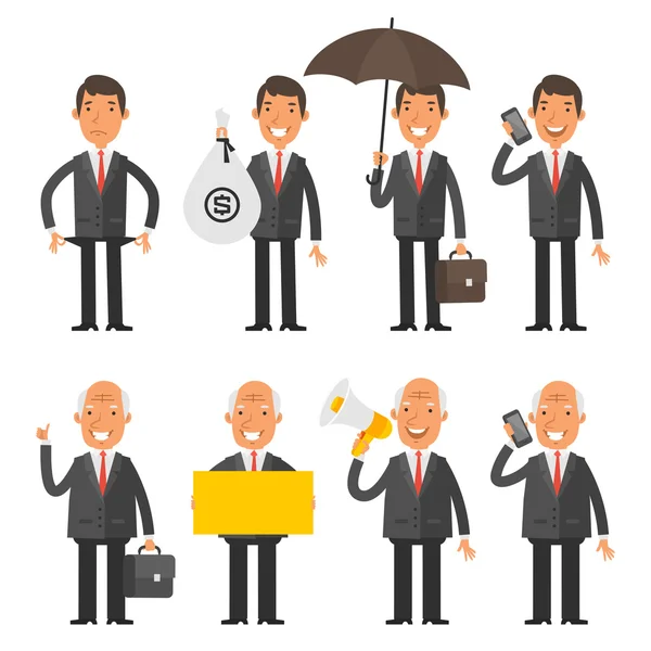 Set characters old and young businessman — Stock Vector