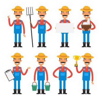 Set karakter neşeli çiftçi