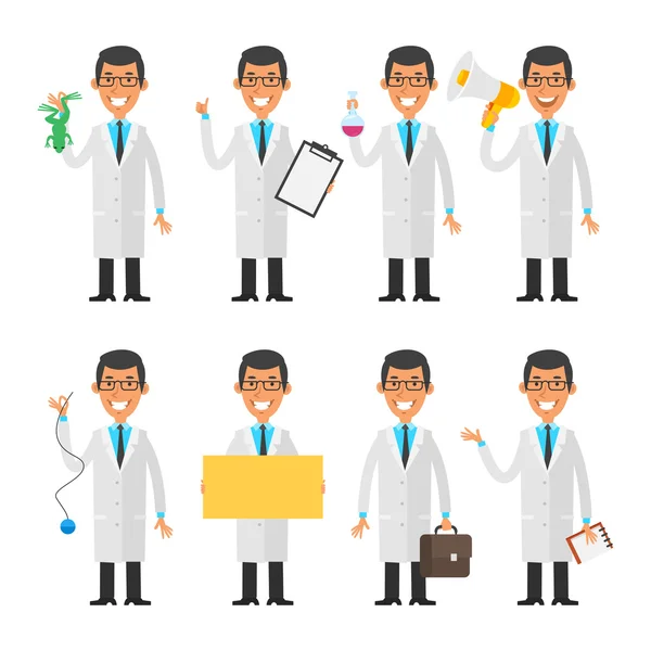 Set characters young scientist — Stock Vector