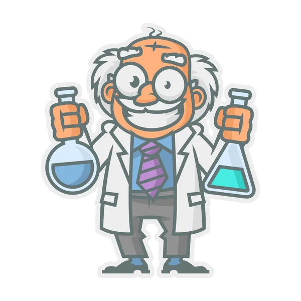 Profesor sosteniendo tubos de ensayo — Vector de stock