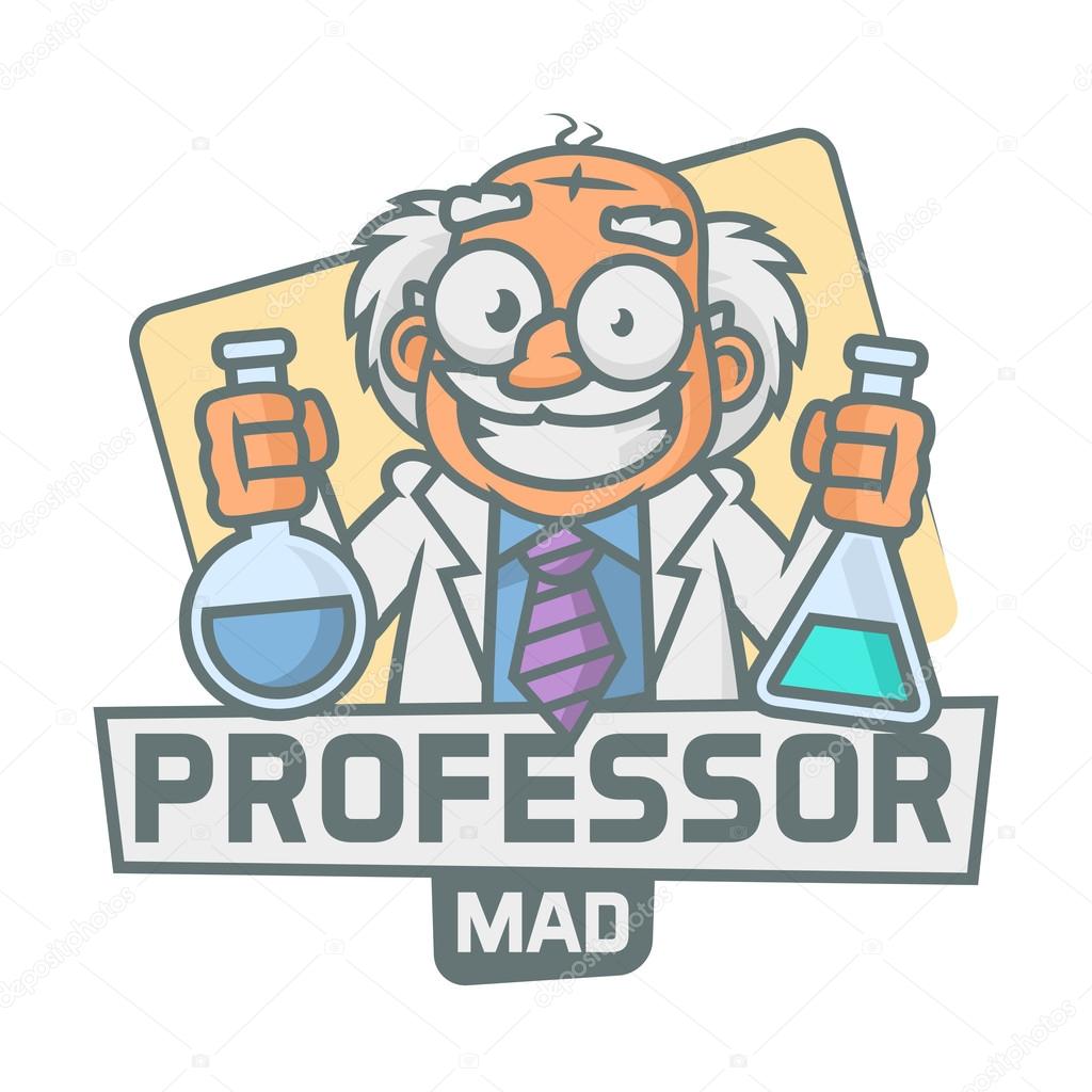Professor emblem holding test tubes