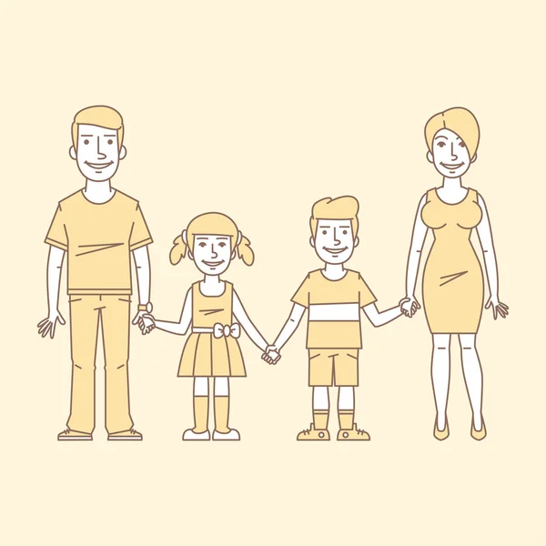Familie hand in hand en glimlachen — Stockvector