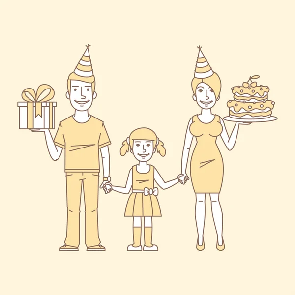 Rodiče slaví narozeniny dívka — Stockový vektor