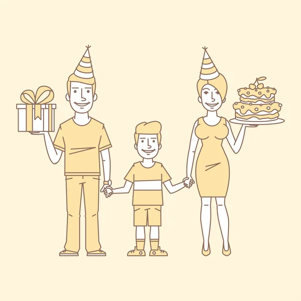 Родители празднуют день рождения мальчика — стоковый вектор
