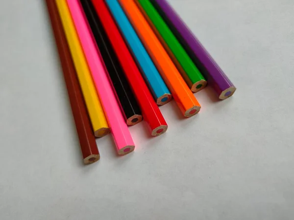 Lápices Madera Colores Sobre Fondo Luz Aislado —  Fotos de Stock