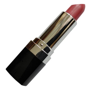 Beyaz izole bir arkaplanda parlak bir ruj tüpü.