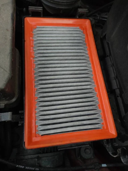 Old Dirty Car Air Filter Installed Car — Stock Photo, Image