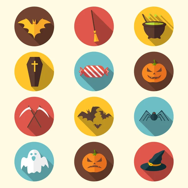 Iconos planos de Halloween — Archivo Imágenes Vectoriales