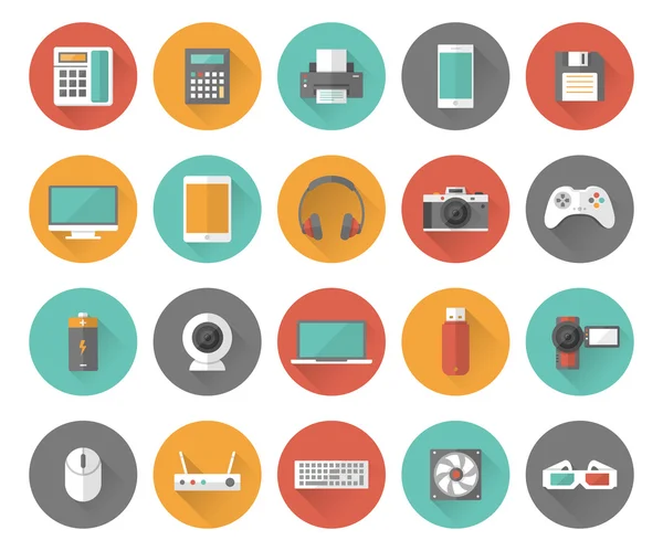 Set of techology and multimedia devices icons — Stock Vector