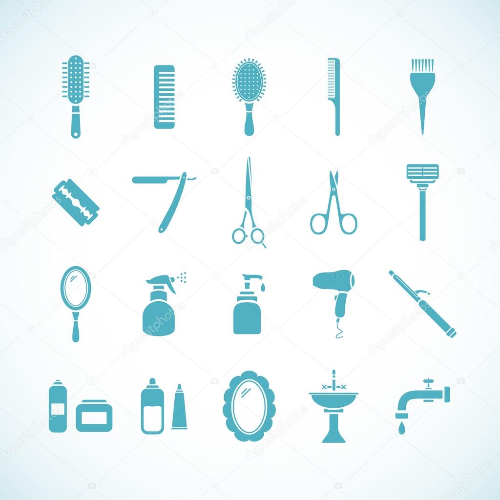 Set of hairdressing equipment icons. Vector illustration eps8