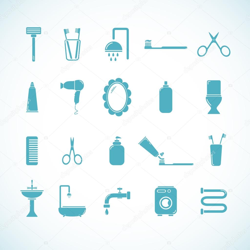 Set of 20 bathroom and toilet icons. Vector illustration eps8