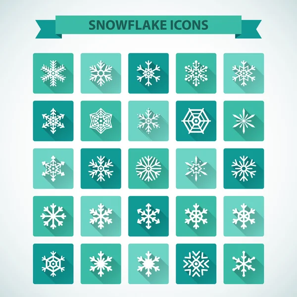 Iconos simples de copo de nieve con efecto de sombra larga Gráficos Vectoriales