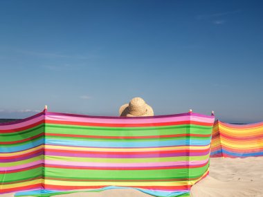 Sahilde kadın sunbather