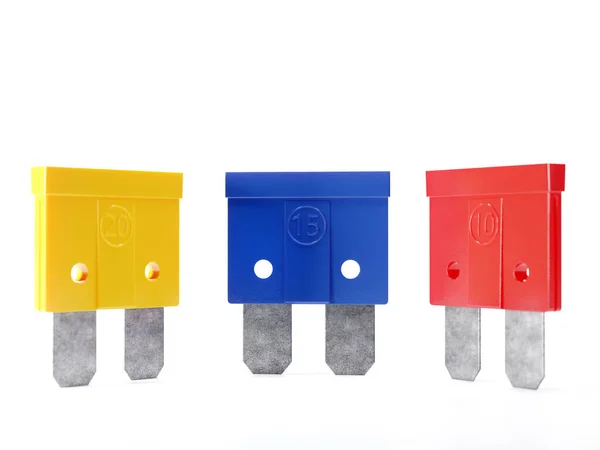 Three Car Fuses Shot White Background — Stock Photo, Image