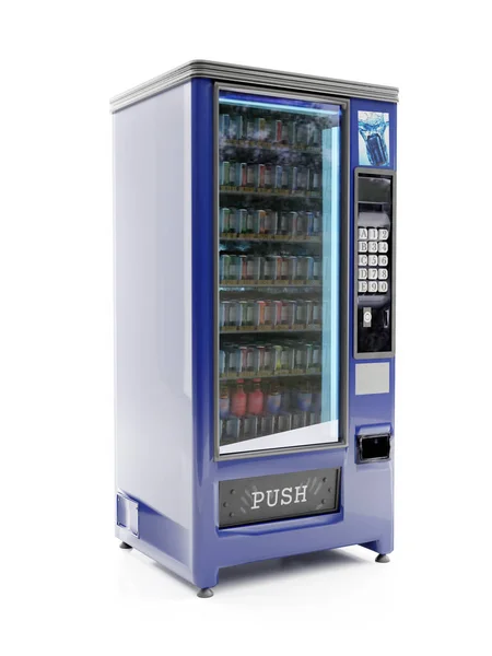 Rendering Blue Soda Vending Machine White Background — Stock Photo, Image